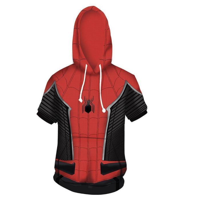 Spider-Man:Homecoming Costume Superhero Halloween Unisex Cosplay Hooded T-Shirt