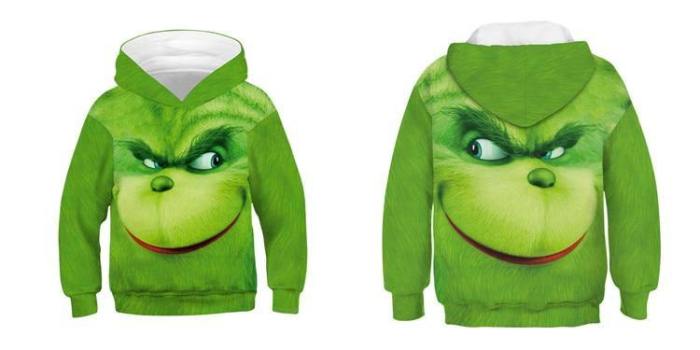 Grinch Sweatshirt Hoodies Kids 3D Print Hoodie Sweatshirts Pullovers Grinch Costume Christmas Gift For Boys And Girls