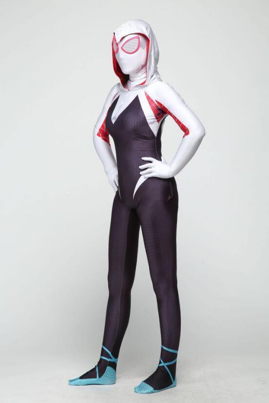 Adult Kids Spider Gwen Stacy Cosplay 3D Print Zentai Spandex Suit
