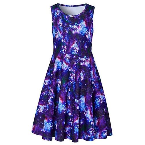 Girls Galaxy Printed Sleeveless Dress