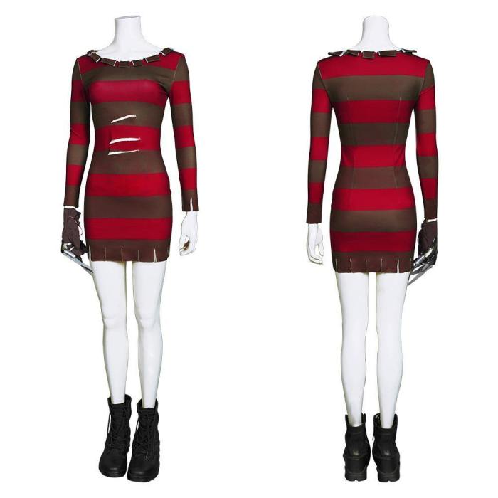 A Nightmare On Elm Street-Ghost Street Sexy Lady Freddie Kruger Dress Cosplay Costume
