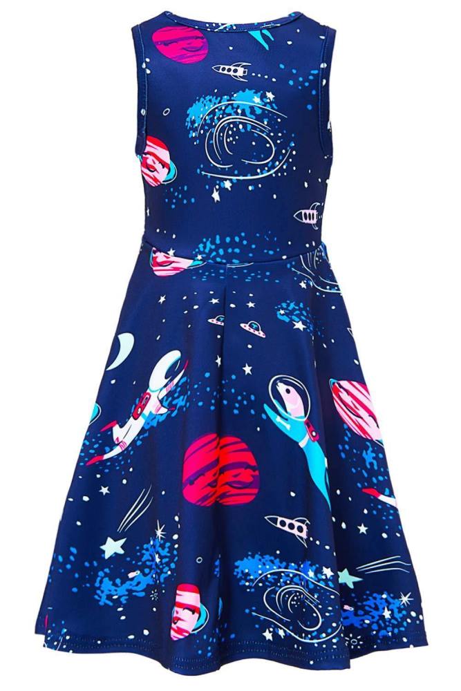 Little Girls Space Planet Pattern Dresses