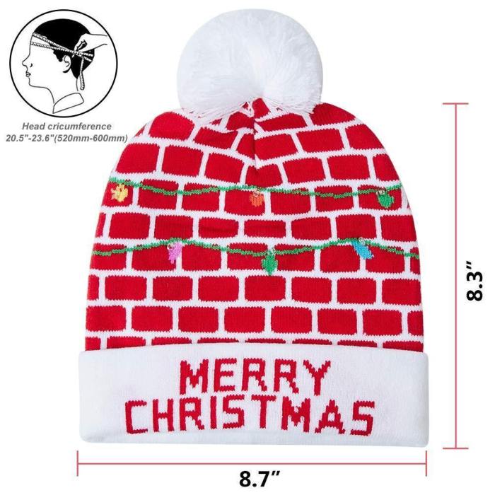 For Men Women Merry Christmas Printed Red Sweater Knit Hat Carnival Beanie Hats