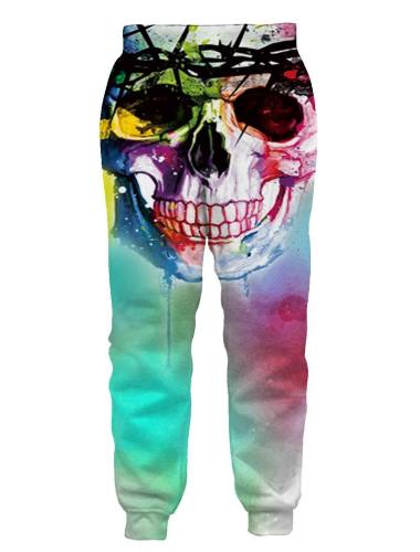 Mens Jogger Pants 3D Printing Skull Pattern Trousers