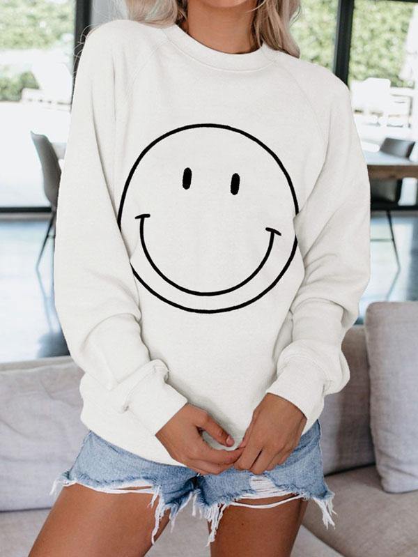 Smile Graphic Cute Sweatshirt For Women