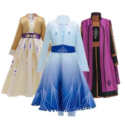 Frozen 2 Cosplay Queen Elsa Dresses Elsa Costumes Princess Anna Dress Girls Party Vestidos Fantasia Kids Girls Clothing Set