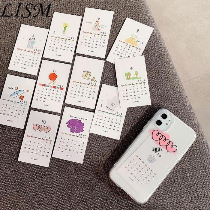 Lovely Cartoon Calendar Cards Clear Phone Case