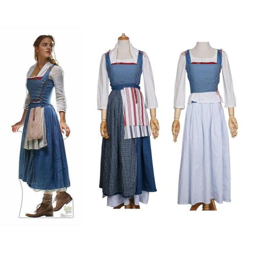 Beauty And The Beast Princess Belle Blue Maid Dress Emma Watson Cosplay Costume Clearance Sale