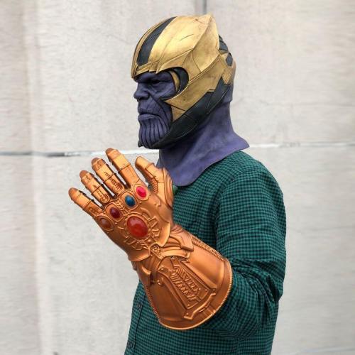 Endgame Thanos Mask Helmet Gauntlet Cosplay Halloween Party Props