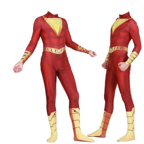 Shazam Billy Batson Halloween Costume Bodysuit Jumpsuits With Cloak