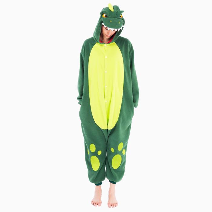 Unisex Adult Pajama Plush Onesie One Piece Dinosaur Animal Costume
