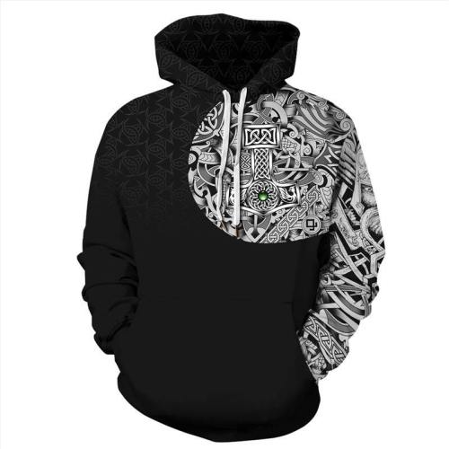 Mens Hoodies 3D Graphic Printed Lunar Solar Black Pullover Hoodie