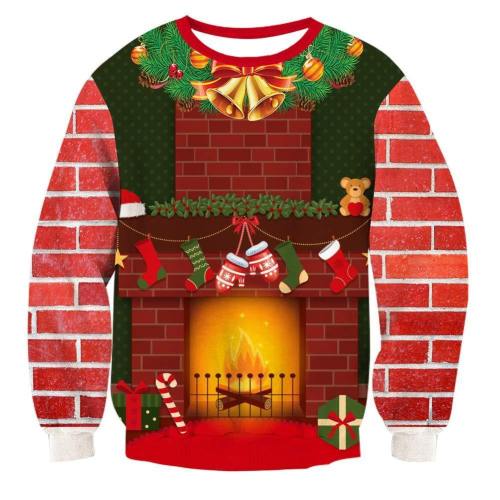 Mens Pullover Sweatshirt 3D Printing Christmas Party Pattern