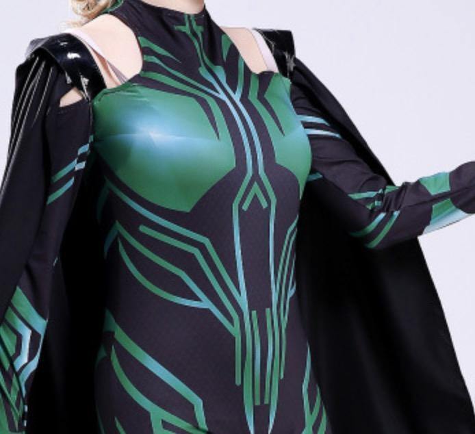 The Death Queen Hela Jumpsuit Costume Cloak Cosplay