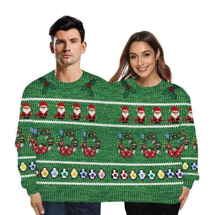 Couple Wear Lovers Men Women Connected Green Hoodies Spoof Christmas Sweatshirts