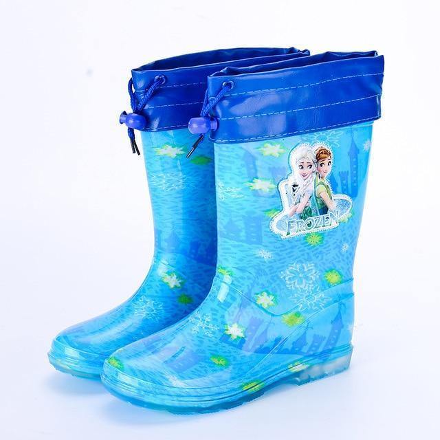 Princess Frozen Children Plus Velvet Thick Warm Rain Boots Rubber Shoes Cartoon Pvc Girls Water Shoes