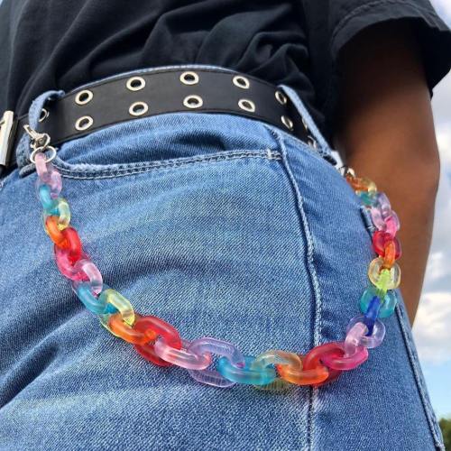 Candy Colored Acrylic Rainbow Chain For Pants And Skirts
