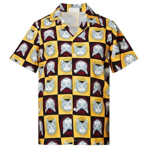 Men'S Hawaiian Shirts Cat Collections Printed