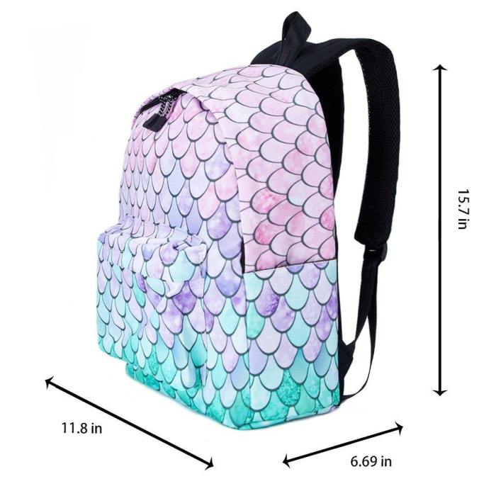 School Bookbags For Girls Cute Fish Scales Backpack College Bags Women Travel Bags