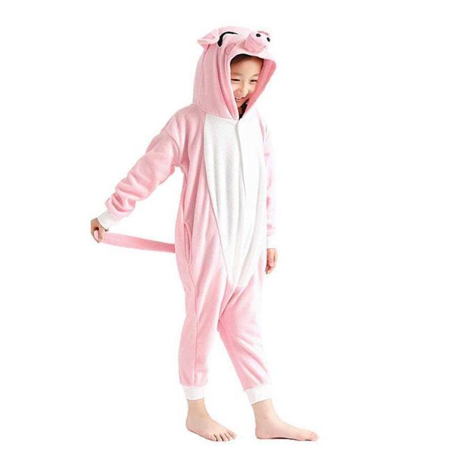 Kids Unisex Onesie Cosplay Pajamas Lovely Pink Pig Costume