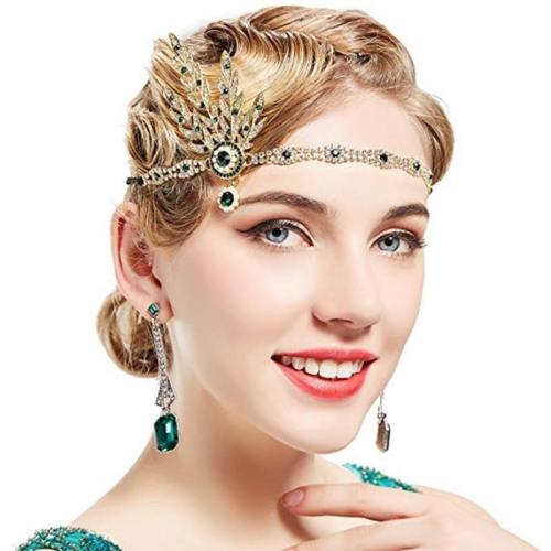 Women'S Art Deco 'S Flapper Great Gatsby Inspired Leaf Medallion Pearl Headpiece Headband Party Accessory