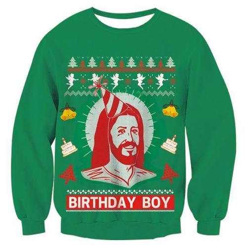 Mens Womens Green Funny Christmas Sweater