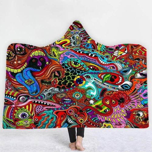 Psychedelic Doodle Hooded Blanket