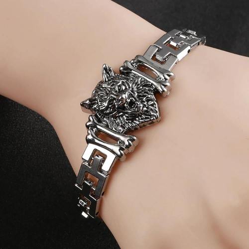 Stainless Steel Wolf Head Charm Bracelet Collection