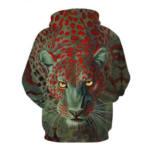 Brave Leopard In Green Sweatshirt/Hoodie