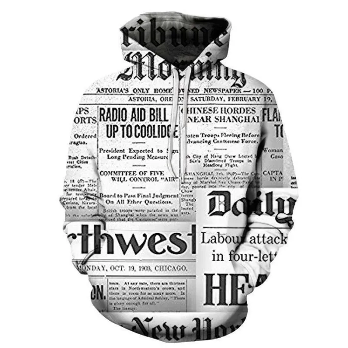 Headline Spaper Print 3D - Sweatshirt, Hoodie, Pullover