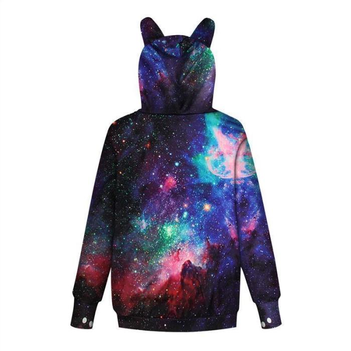 Mens Womens Hoodies Galaxy Pullover With Cat Dog Cuddle Pouch Bag