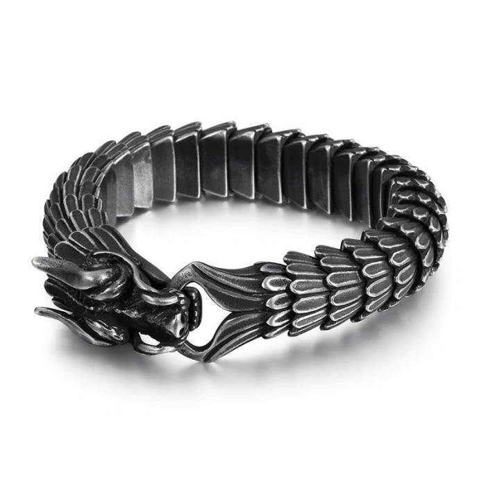 Stainless Steel Dragon Head And Scales Link Bracelet