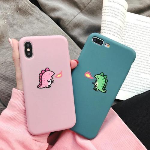 Matte Cartoon Fire Breathing Dragon Phone Case For Couples