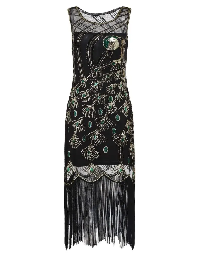 Round Neck Sleeveless Peacock Skirt