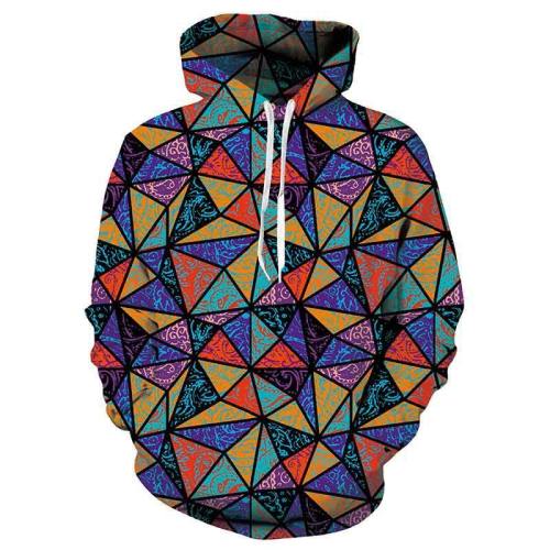 Mens Hoodies 3D Printed Colorful Geometric Hoodies Sweatshirt