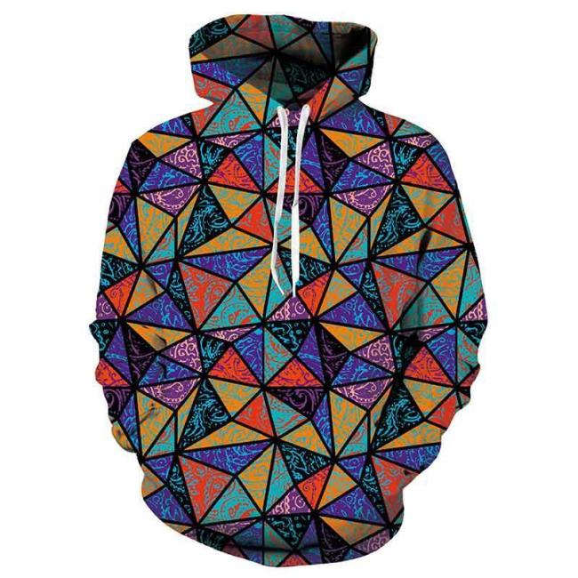 Mens Hoodies 3D Printed Colorful Geometric Hoodies Sweatshirt