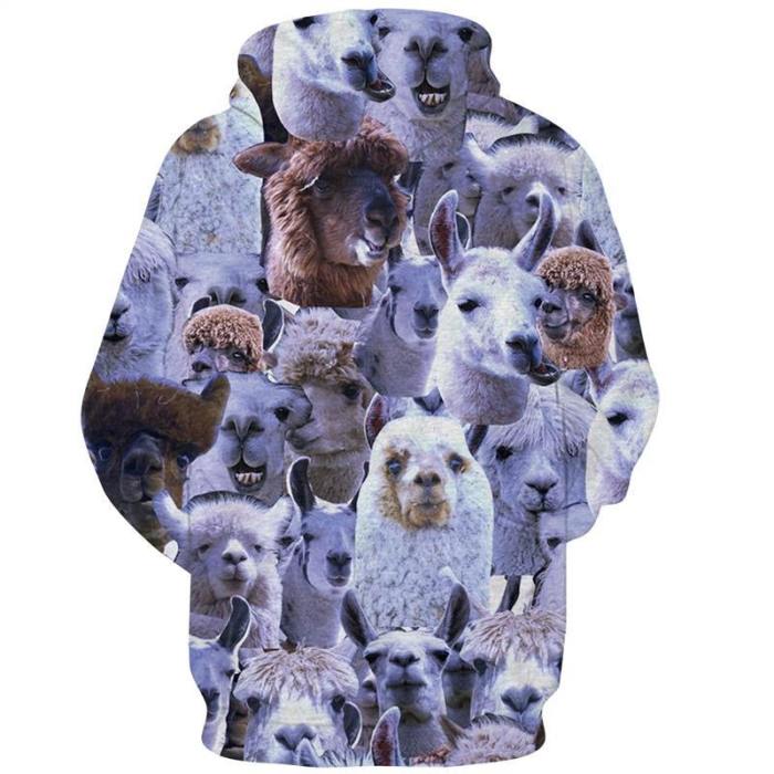 Mens Hoodies 3D Printing Hooded Sheep Printed Pattern Sweatshirt