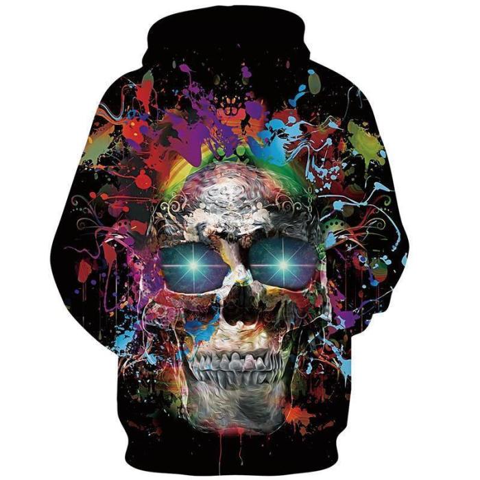 Mens Hoodies 3D Printing Skull Printed Winter Hoodies Tracksuits