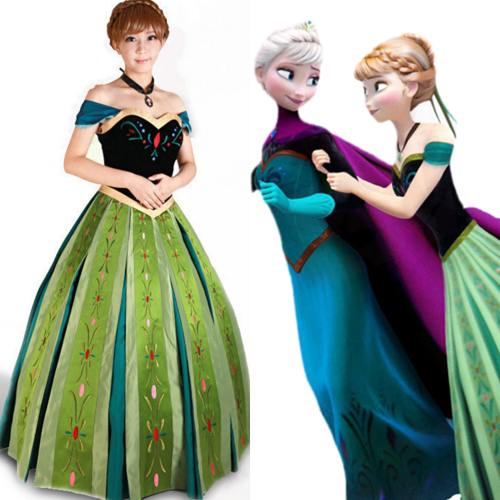 Luxury Adult Princess Anna Cosplay Lolita Coronation Dress Costumes