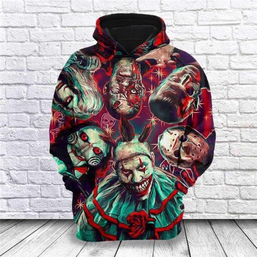 Michael Myers Mask Meet Jason 3D Printed Sweatshirt Halloween Horror Movie Long Sleeve Streetwear Hoodies