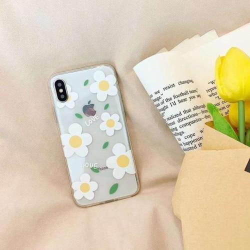 Lovely Floral Daisy Graffiti Clear Phone Case