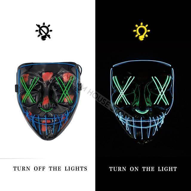 Led Mask Halloween Party Masque Masquerade Masks Neon Maske Light Glow