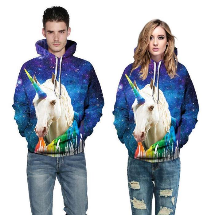 3D Print Hoodie - Unicorn Pattern Pullover Hoodie  Css037