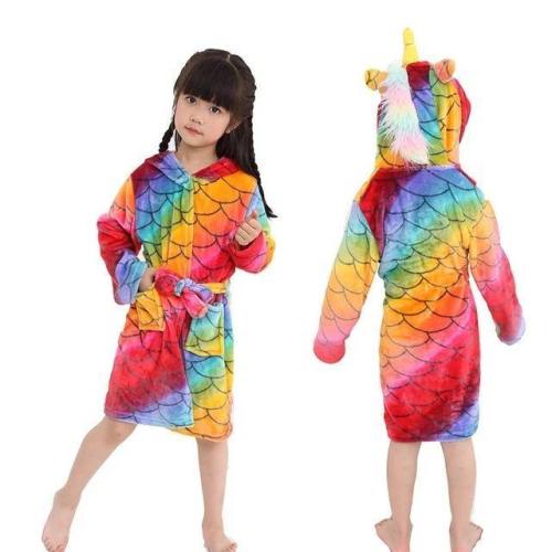 Children Unicorn Hooded Bathrobes Towel Beach Kids Boys Girls Costumes