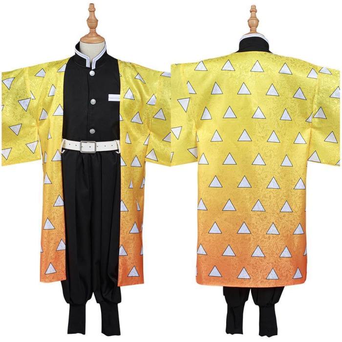 Demon Slayer: Kimetsu No Yaiba Agatsuma Zenitsu Kids Kimono Outfits Halloween Carnival Suit Cosplay Costume