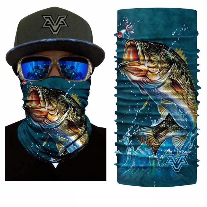 Seamless And Quick-Dry Fishing Theme 3D Print Face Mask Neck Gaiter