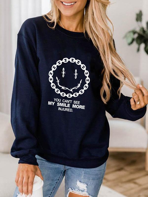 Men Women You Can'T See My Smile More Injured Smiley Sweatshirt