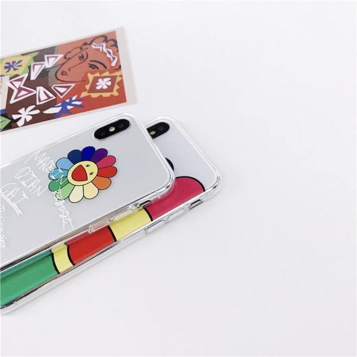 Colorful Half Sunflower Graffiti Clear Phone Case