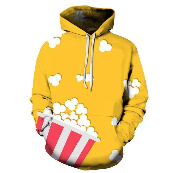 Yellow Popcorn 3D Hoodie Sweatshirt Pullover