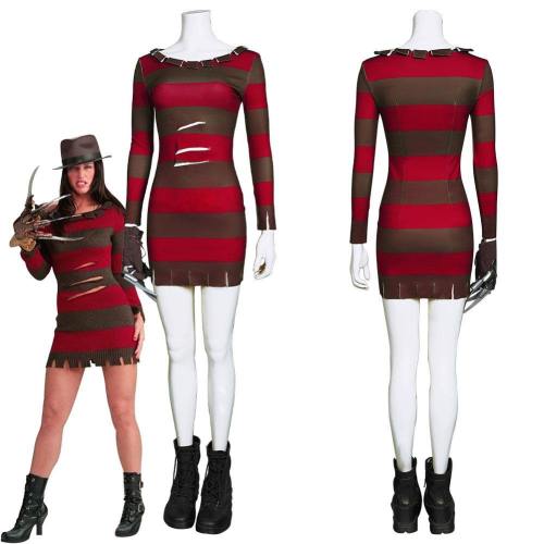 A Nightmare On Elm Street-Ghost Street Sexy Lady Freddie Kruger Dress Cosplay Costume